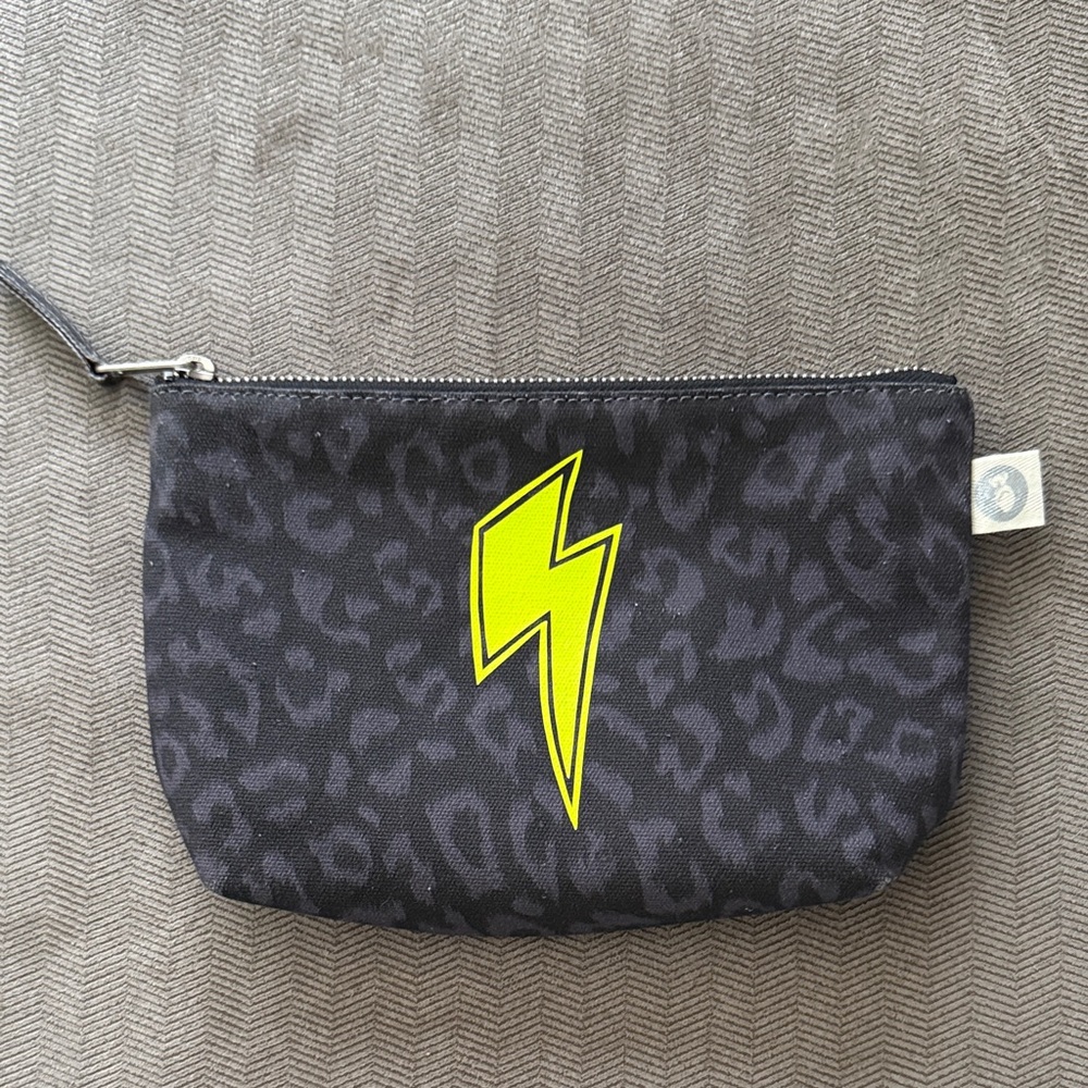 Black Leopard with Vibrant Yellow Bolt Cosmetic Bag - NEW!